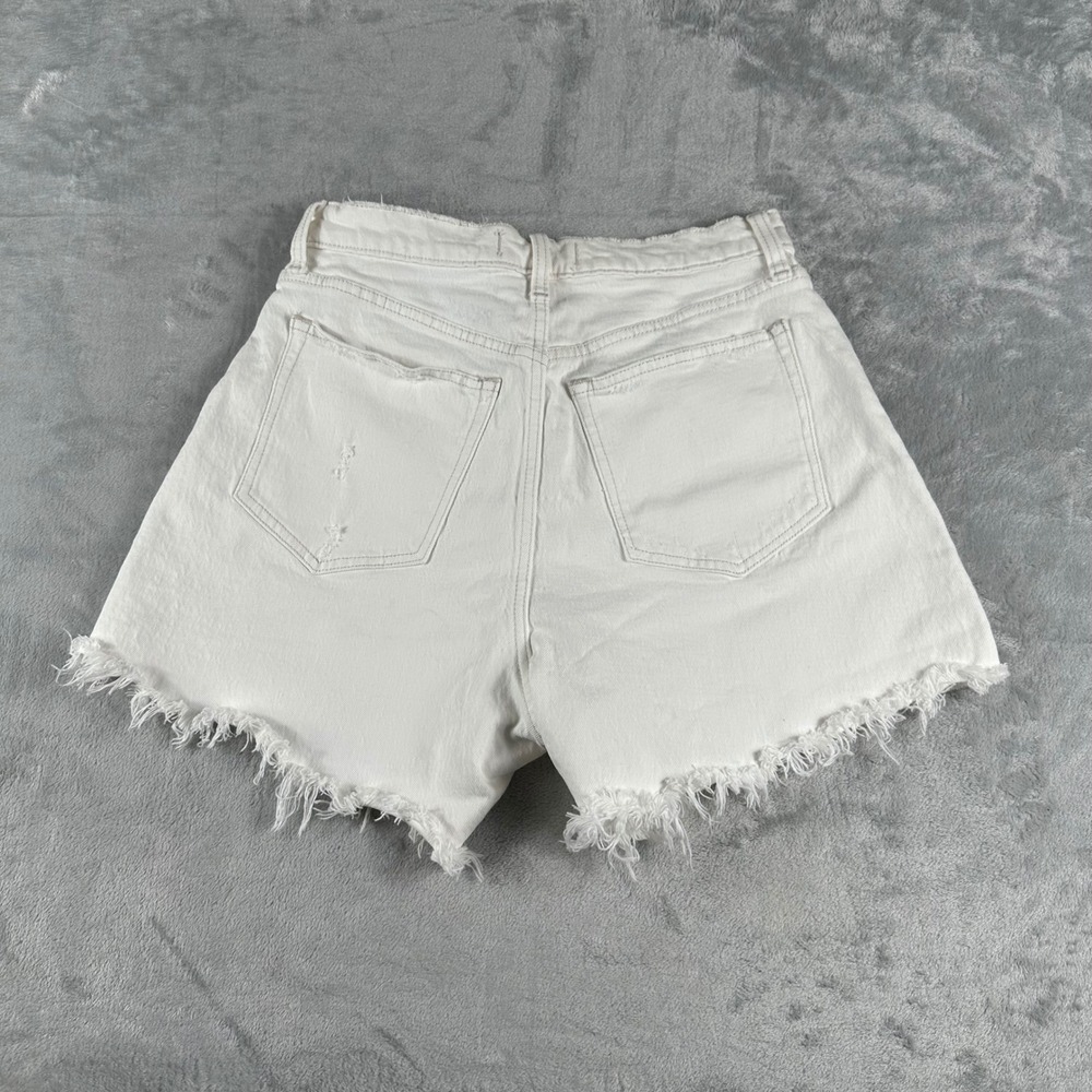 Abercrombie & Fitch The Dad Short Women 28 White High Rise Raw Hem Denim READ - Picture 2 of 9